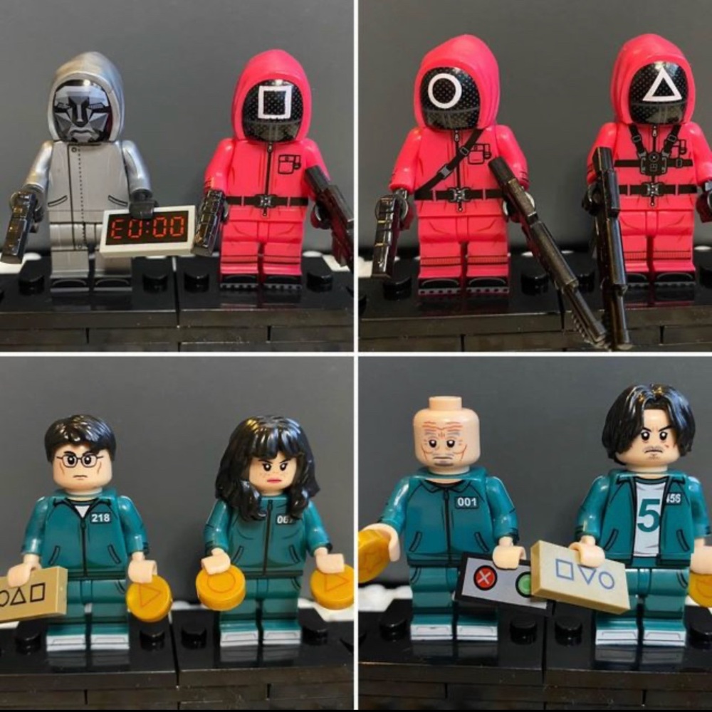 8x Squid Game inspired custom minifigure set